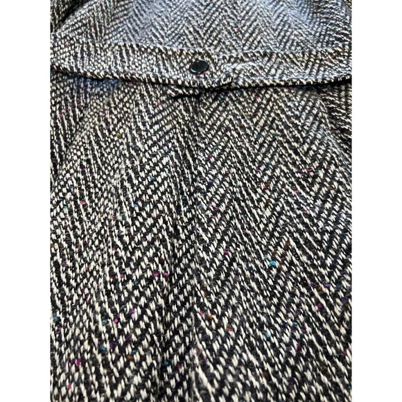 Vintage 80s British Lion Wool Trench Coat Black/White Womens Size 8 Herringbone - Picture 9 of 16